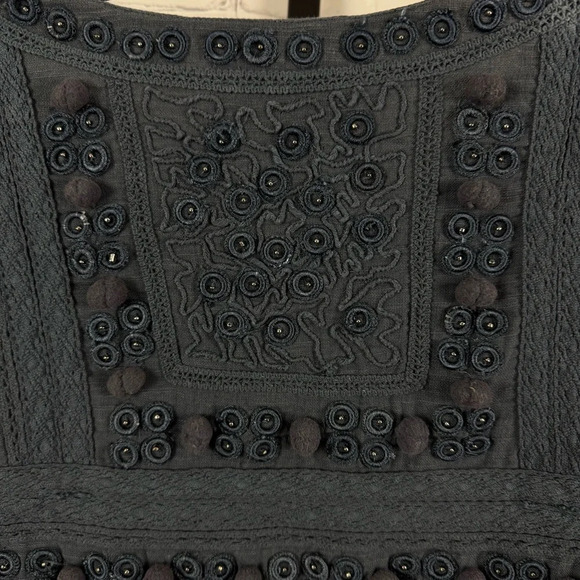 Velvet Graham & Spencer Womens Beaded Embroidered Top Gray Cotton Size Small - Picture 6 of 9